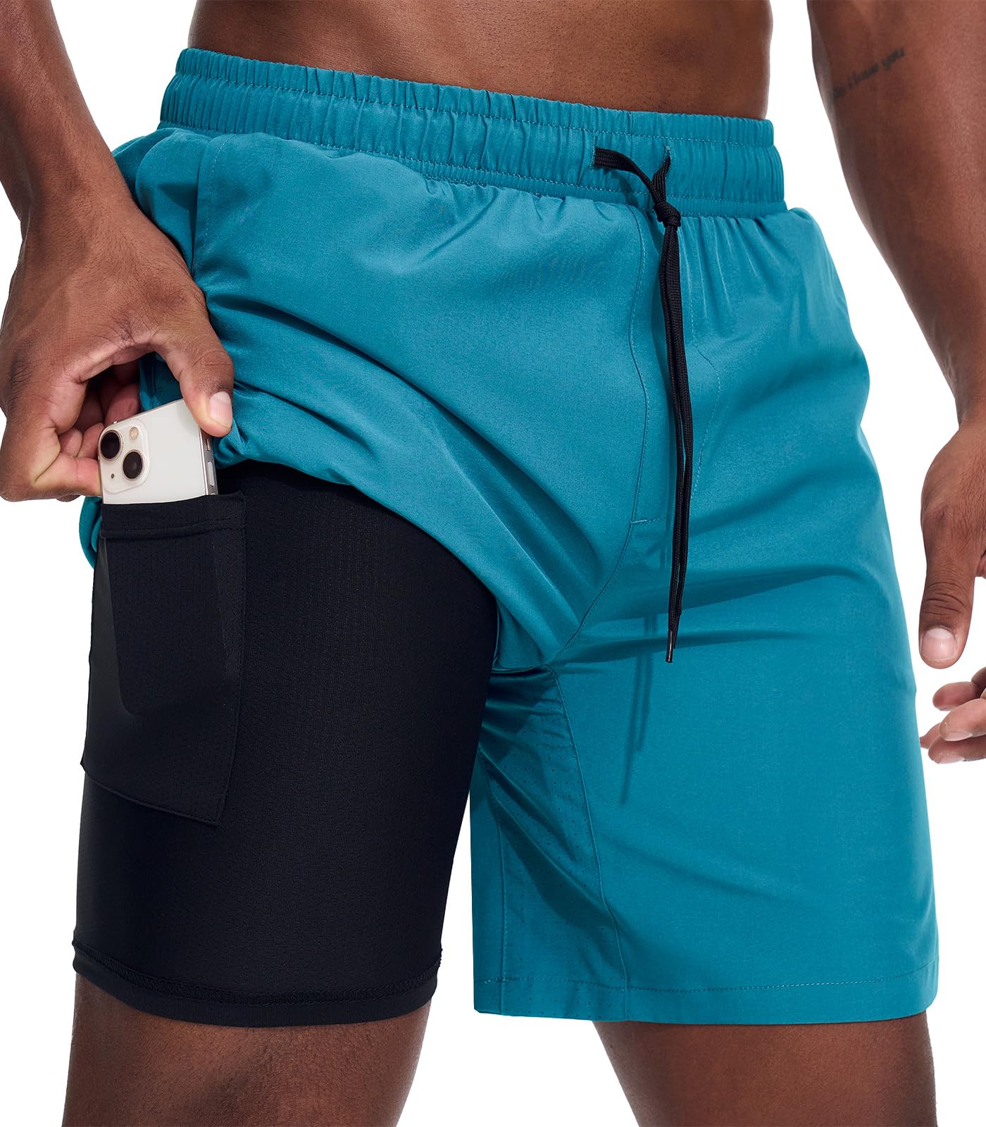 Danfiki Herren Sport Shorts Laufshorts 2 in 1 Schnell Kurze Hose Running Gym Athletic Outdoor Marathon Workout Trainingsshorts mit Reißverschlusstasch