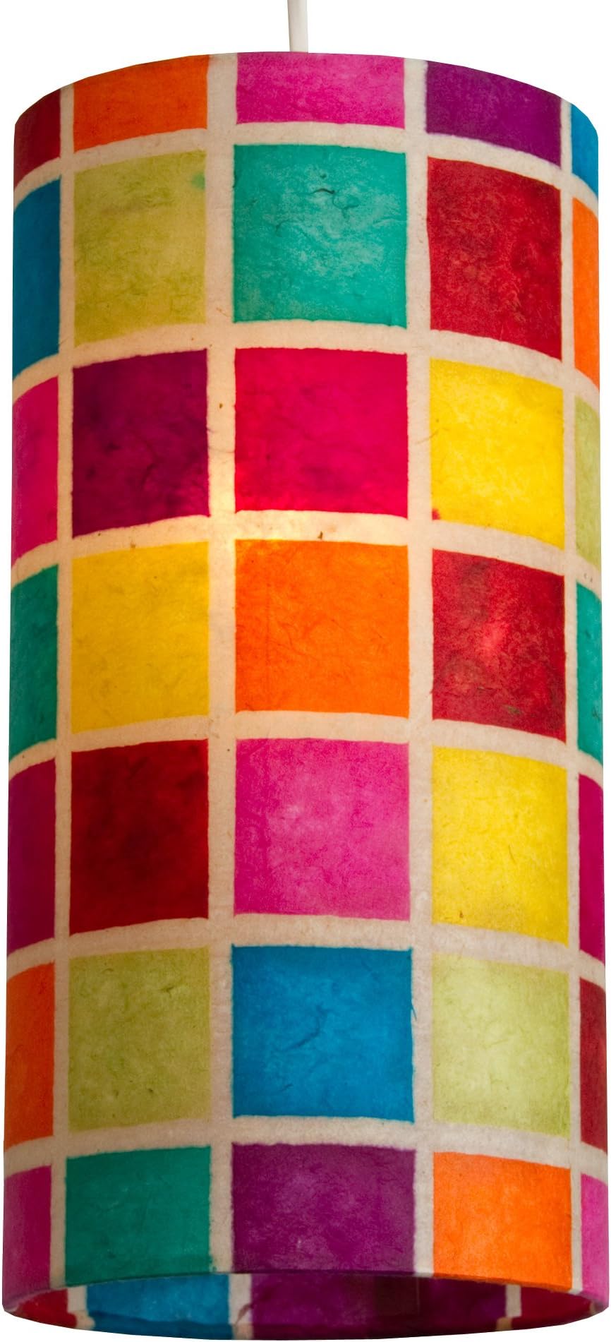 Anglesey Paper Company Cylindrical Shade with Batik Multi Squares