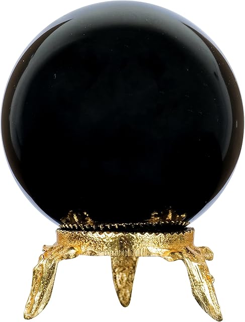 JAGPAROVA Black Tourmaline Crystal Ball - Large Crystal Ball - Crystal Spheres - Feng Shui Decor - Meditation Accessories - Magic Crystal Ball - Crystal Desk Decor - Crystal Gifts