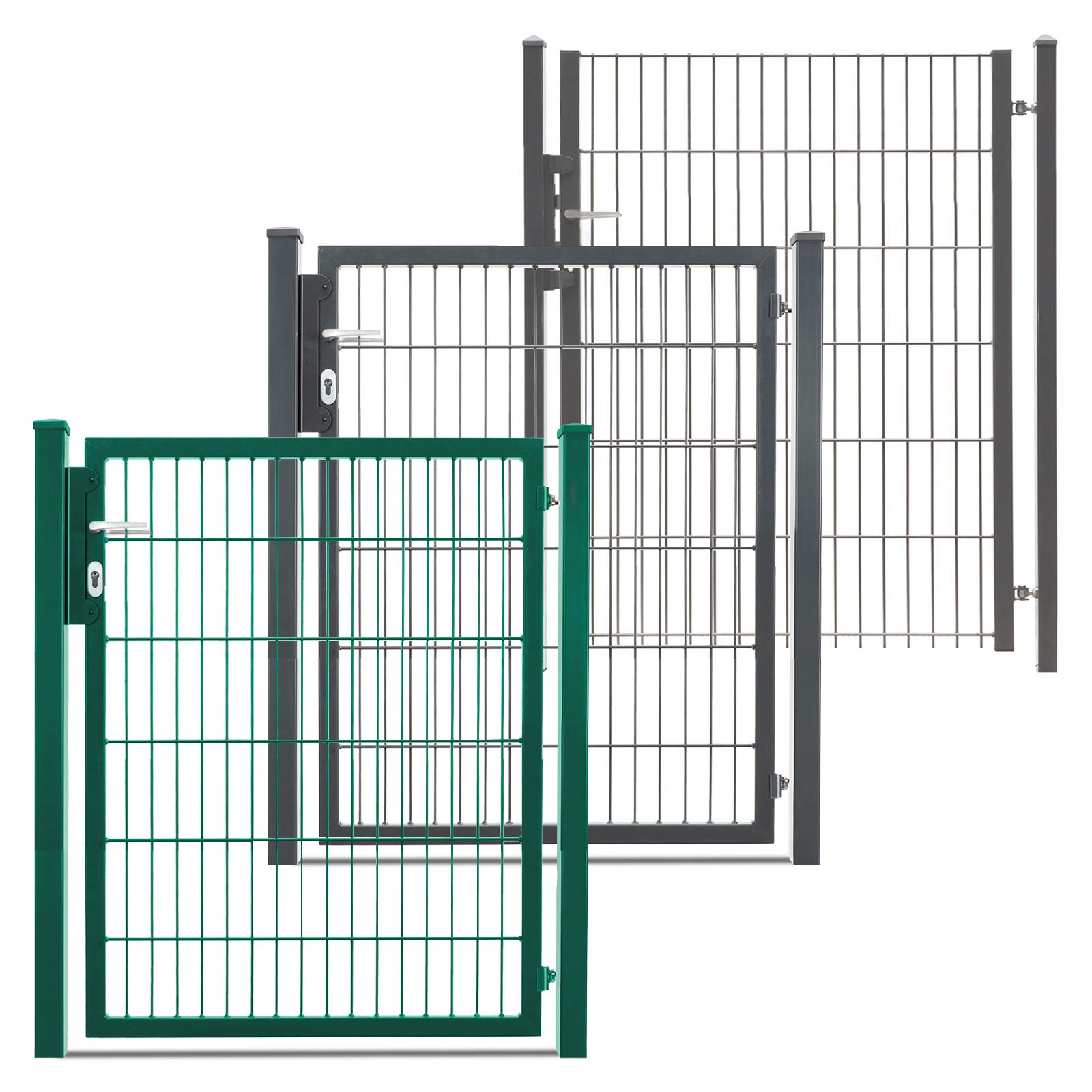 HORI Gartentor für Doppelstabmattenzaun I Gartentür anthrazit-grau I inkl. Schloss & Beschlag I Wetterfestes Tor für Garten, Hof & Einfahrt - Modell Basic - Höhe 183 cm