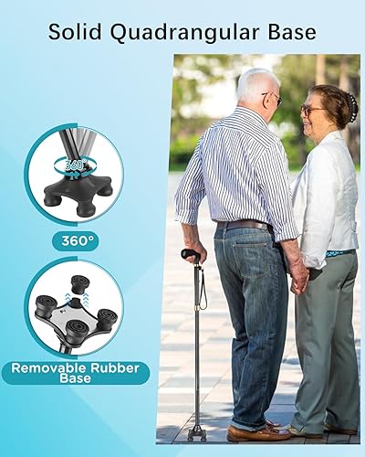 Miniatura 3 de Quad Canes for Women, Folding Walking Cane for Stability Suitable for 5.4FT-6.3FT, Adjustable Self Standing Cane with Pad for Men and Seniors Balance