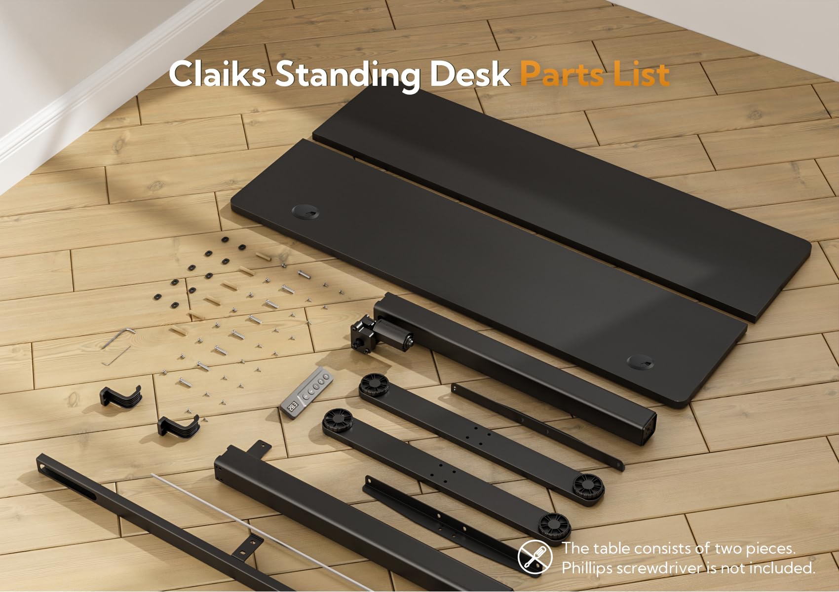 Claiks Electric Height Adjustable Standing Desk, 48x24 Inch, Black view 7