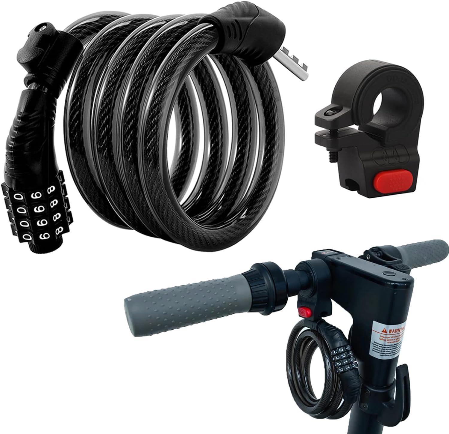 Anti-theft Electric Scooter Anti-Theft for Electric Scooter, 120 cm x 12 mm Anti-Theft Bike Anti-Theft for Scooter and Motorcycle with Steel Cable 12 Heels and 4 Digit Smart Code