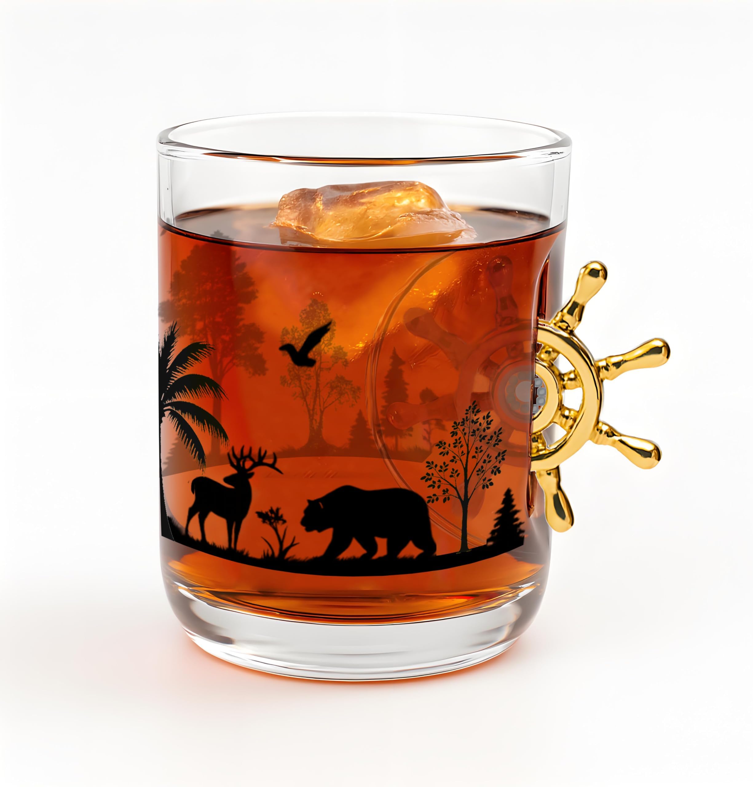 Rotating Helm Glasses – 11oz Novelty Drinking Glass for Beer, Whiskey, Coffee –Unique Gifts for Women Men –BPA Free Glass Cup –Old Fashioned Glasses for Party,Office & Home Use (Forest)