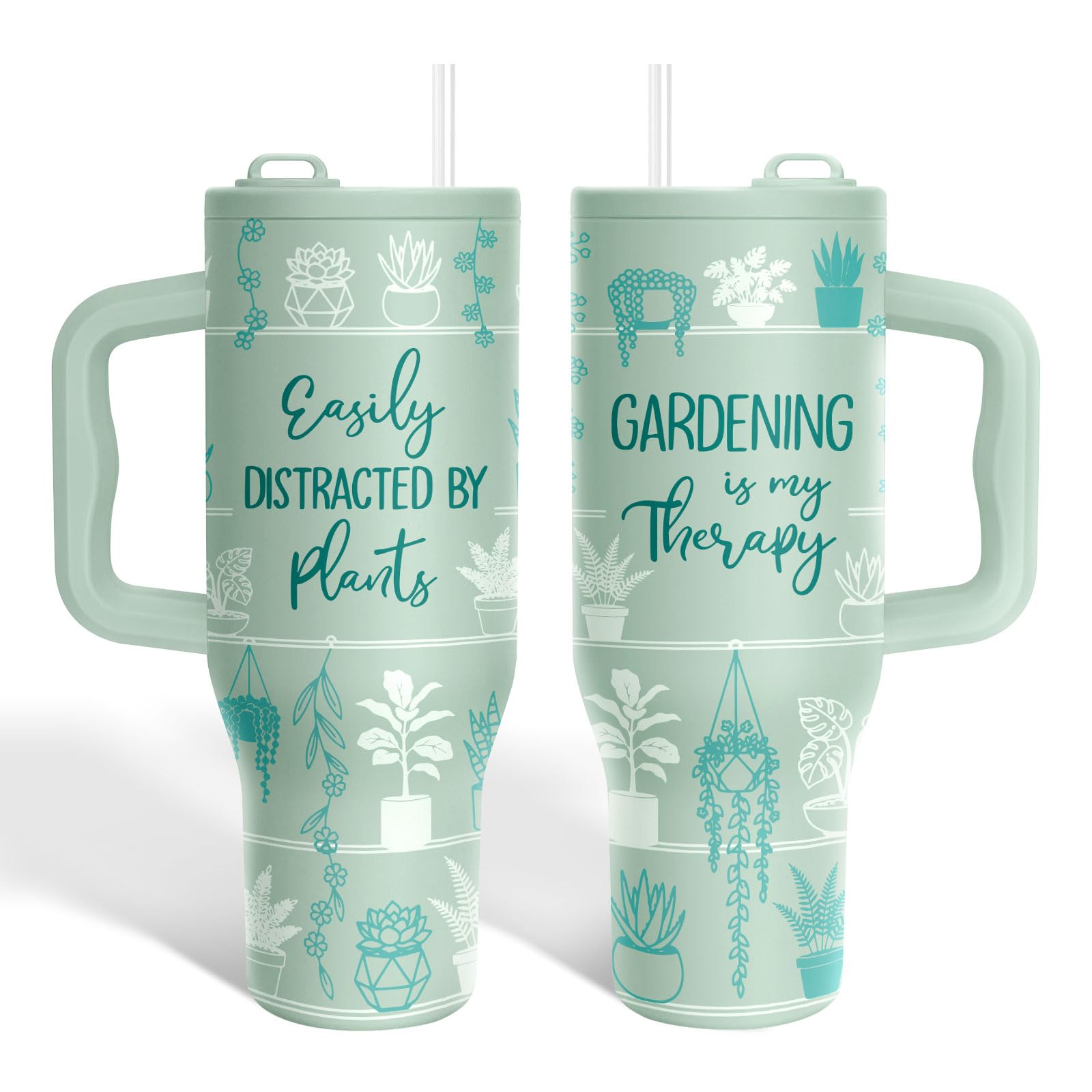 34HD Gardening Gifts for Women - Tumbler 40oz with Handle &amp; Straw
