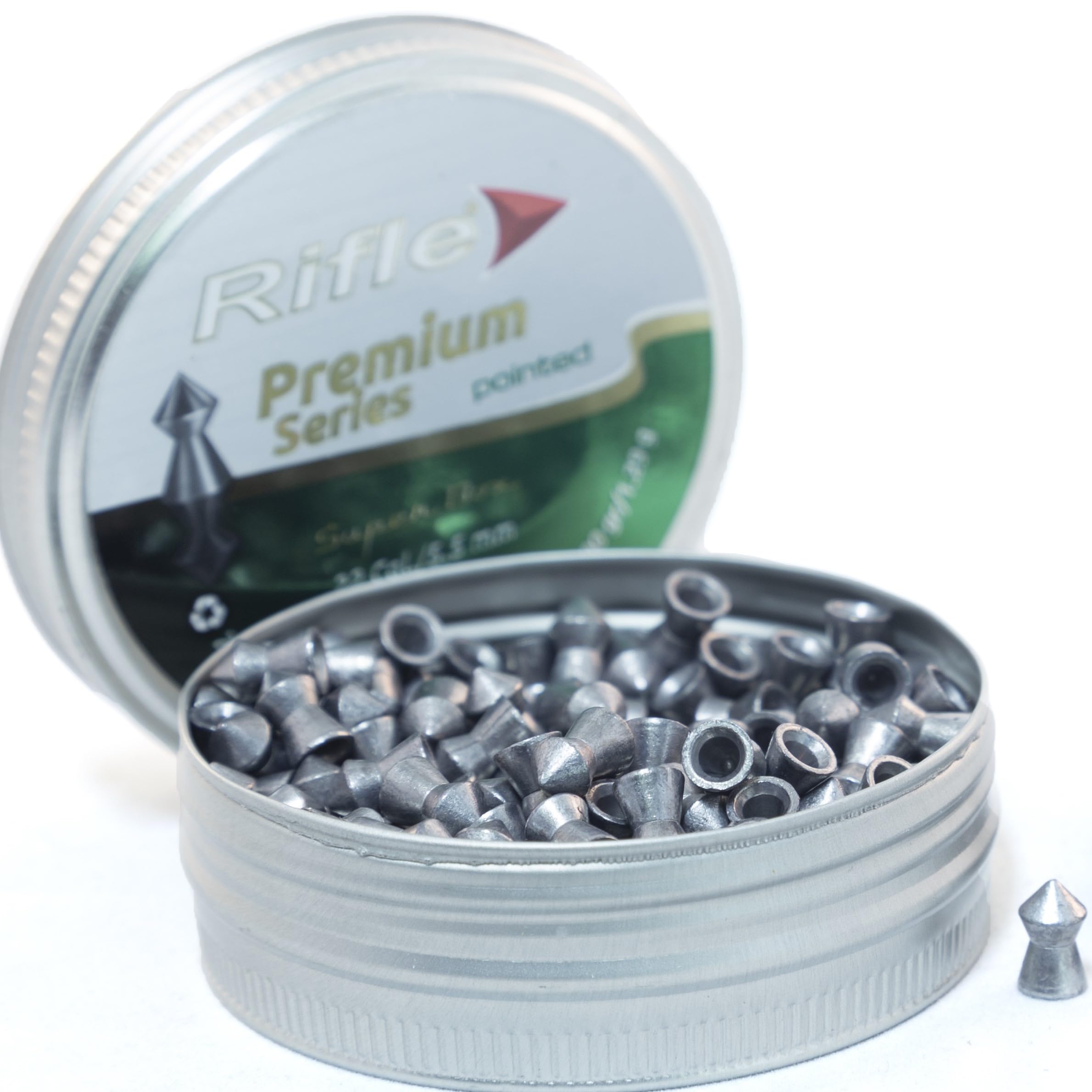 BLUCOM Premium Series Pointed Gun Pellets | .22 Caliber | 5.5 mm | 19.90 gr | for Target Shooting and Field Target | 250 Count, silver