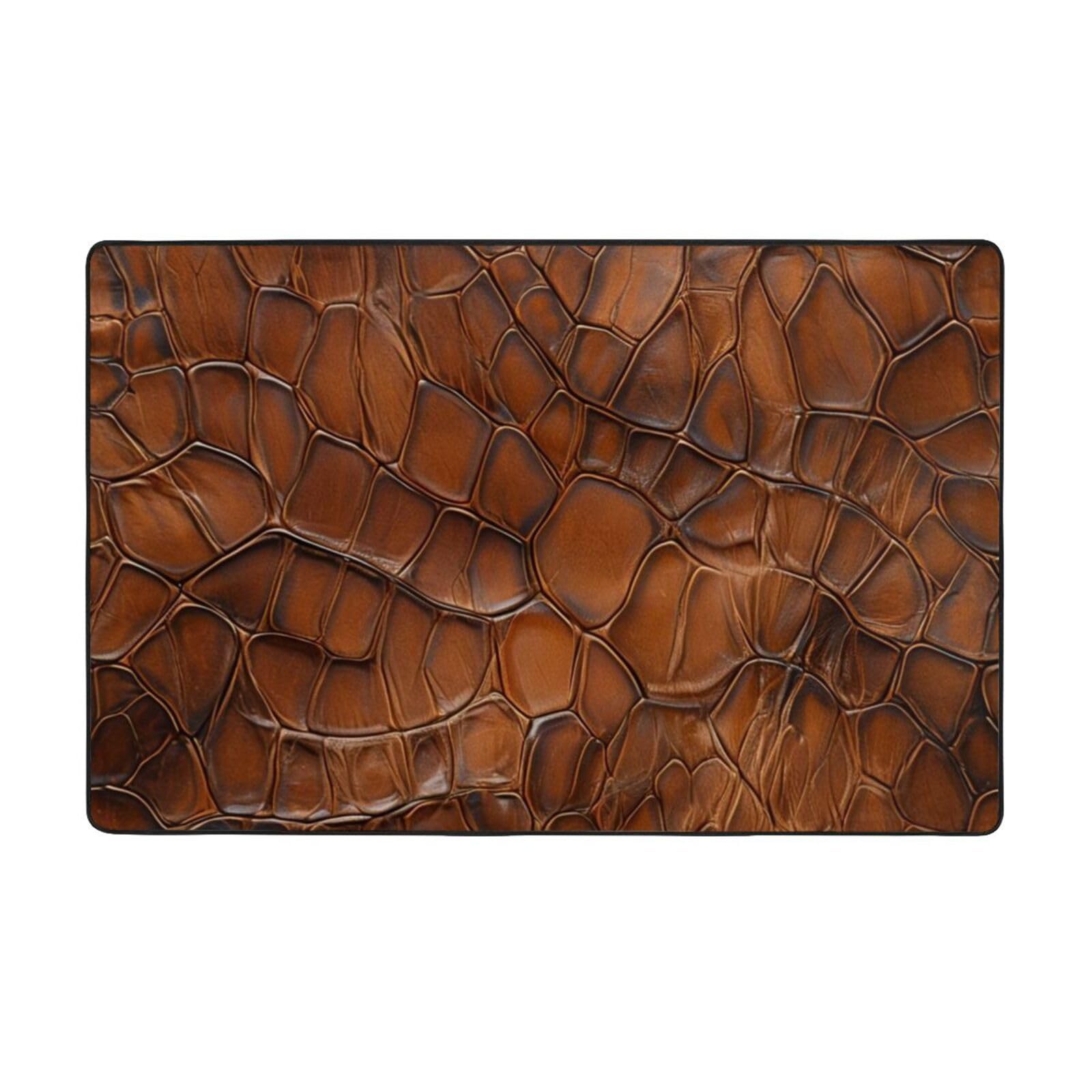Tapis de cuisine absorbant et doux style écailles de reptiles marron