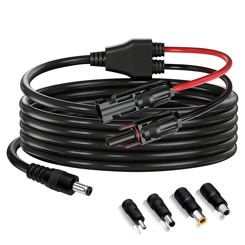 Cabo solar 14 AWG com adaptadores MC4 para DC 5521, 2,13 m, compatível com Jackery, BLUETTI, Anker e Goal Zero Yeti
