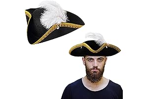 Liitrsh Tricorn Pirate Hat with Feather