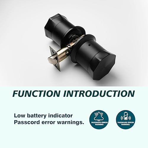 Miniatura 2 de Perillas de puerta negras con cerradura de teclado digital, cerradura de puerta electrónica con mango para el hogar, dormitorio, apartamento,