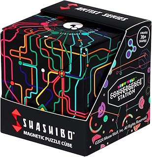 Shashibo Shape Shifting Box - STEM Fidget Toy with Ultra Strong Magnets - Sensory Puzzle Cube Transforms Into 100+ Shapes, Easter Basket Stuffers Gift for Kids, Teens, and Adults (QDOT Map)