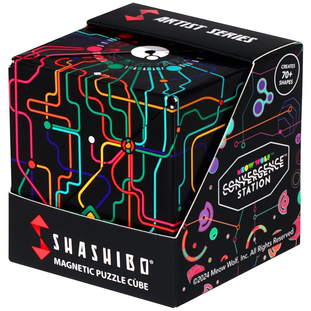 Shashibo Shape Shifting Box - Award-Winning STEM Fidget Toy with Strong Magnets - Fidget Cube Transforms Into 100+ Shapes, Christmas Stocking Stuffers Gift for Kids, Teens, and Adults (QDOT Map)