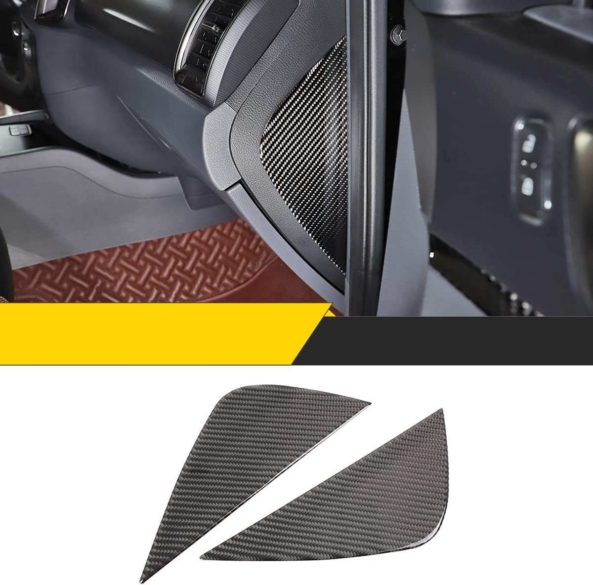 Fit for Ford Ranger 2015 2016 2017 2018 2019 2020 2021 Real Carbon Fiber Car Front Row Door Crash Buffer Panel Mat Decorative Sticker Protection Car Interior Accessories