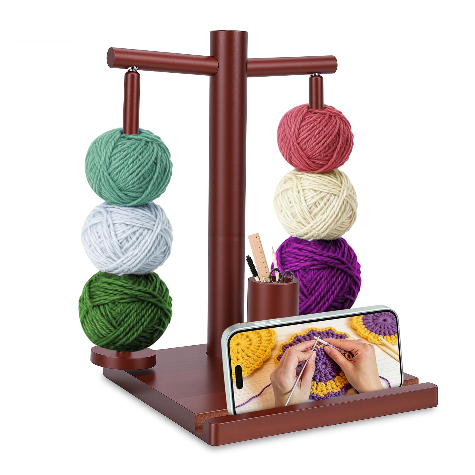 Porte-fil crochet tricot rotatif pour éviter les nœuds de pelotes de laine