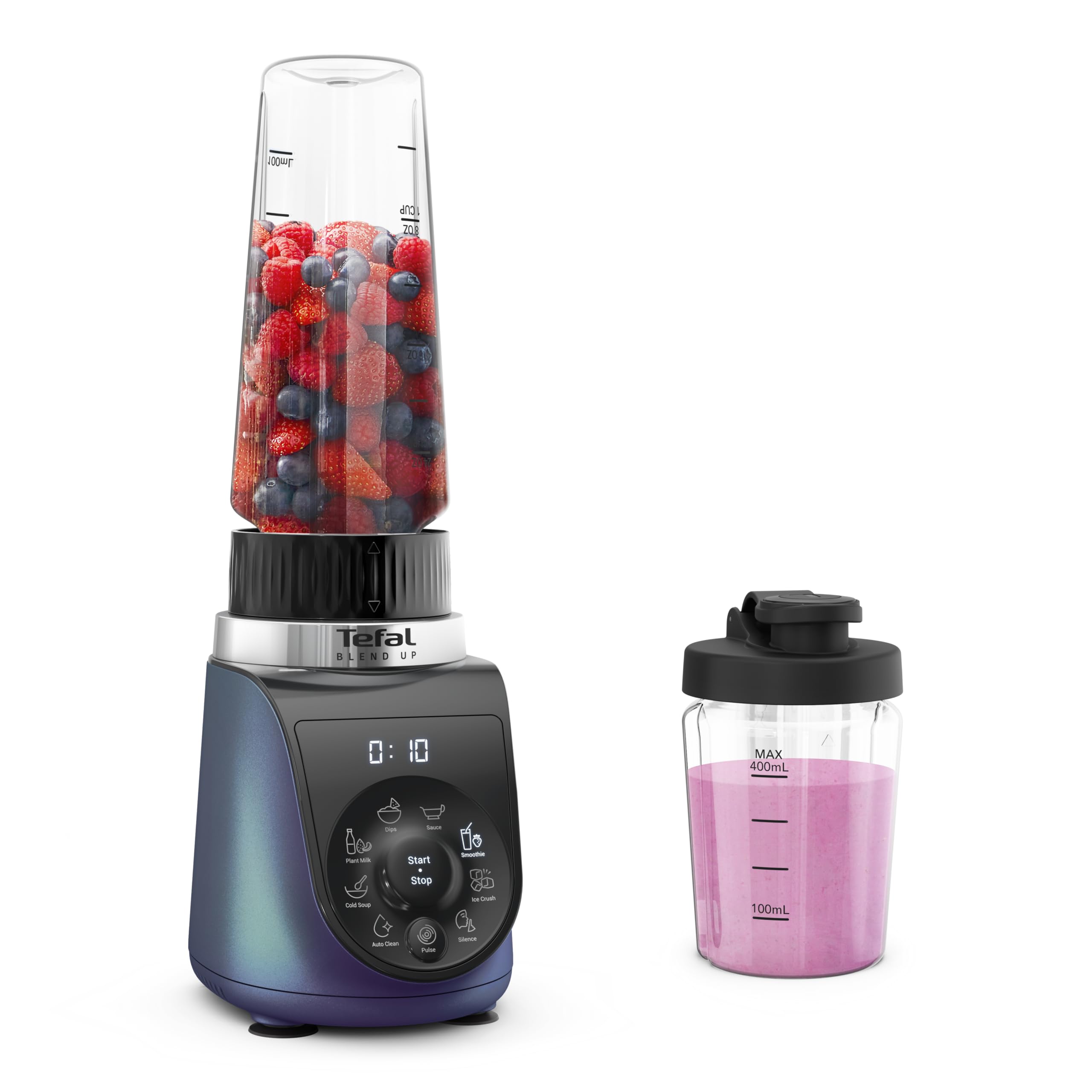 Tefal BL19H4 Blend Up Mini Blender Puissant Compact, 8 Programmes Automatiques, Fonction Ice Crush, Polyvalent, Lames Powelix, Nettoyage Facile