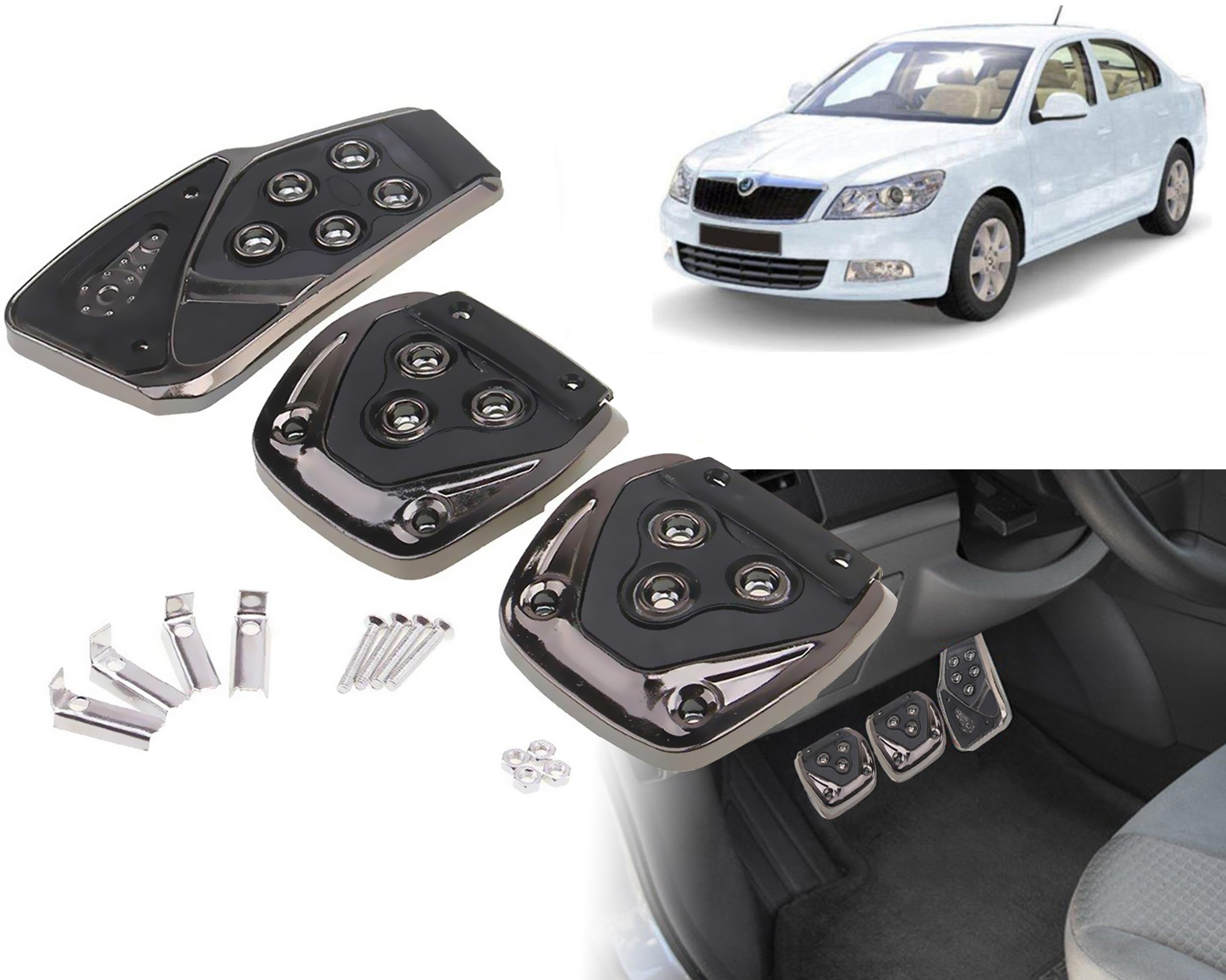 3 Pcs Black Non-Slip Manual Car Pedals kit Pad Covers Set for Skoda Laura-picture-18