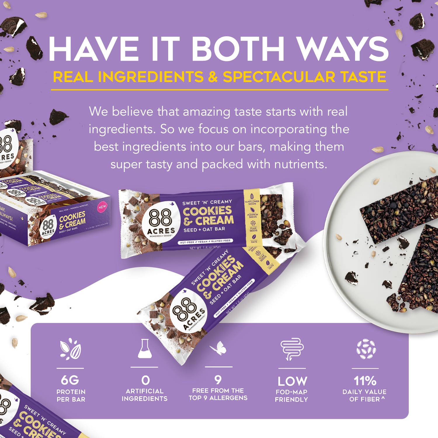 88 ACRES Cookies and Cream Seed Oat Bar 1 6 OZ — view 4