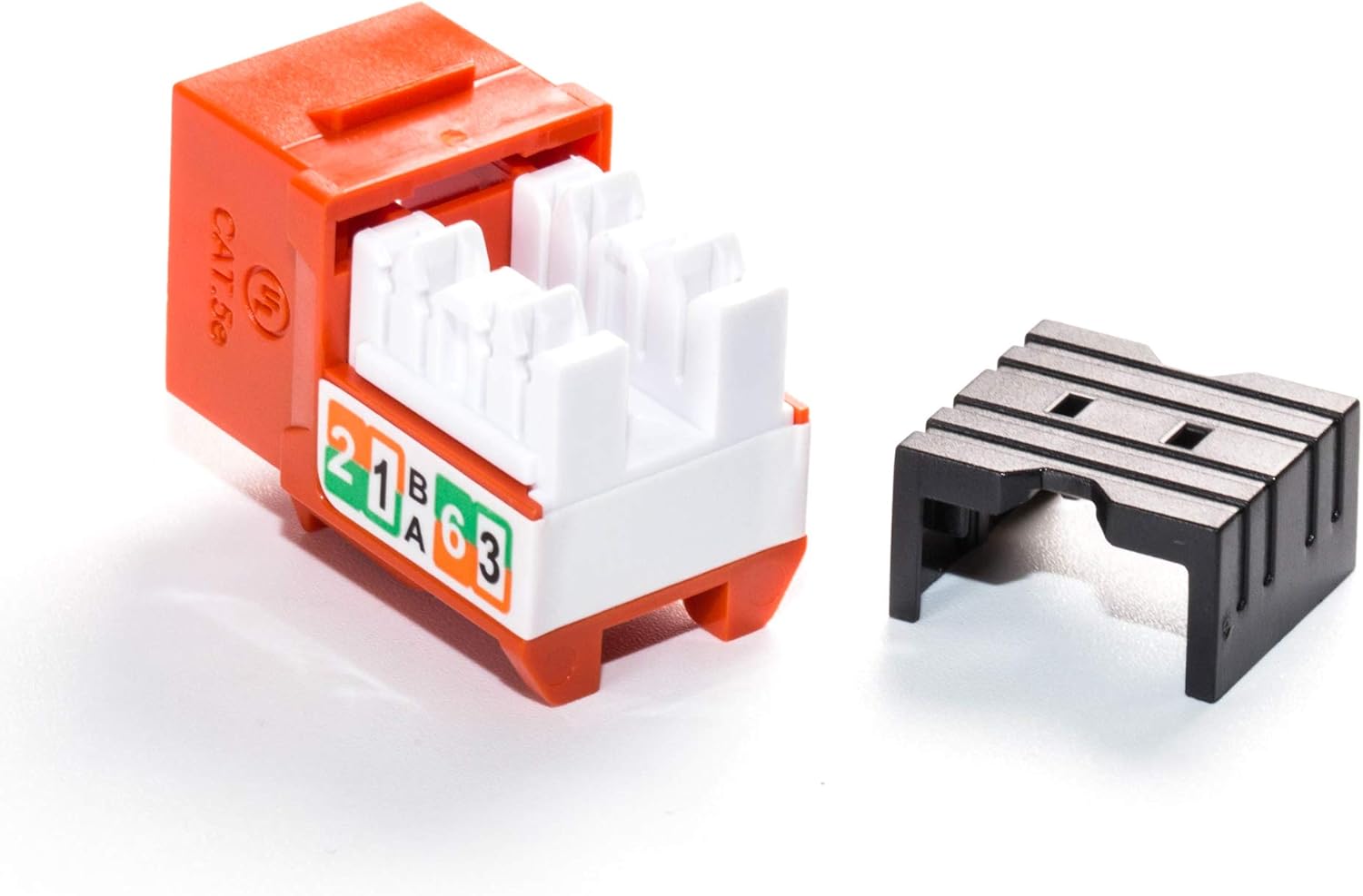 25-Pack RJ45 Cat5e Slim Profile UTP Unshielded Keystone Jack with Punch Down Palm Holder (Orange)