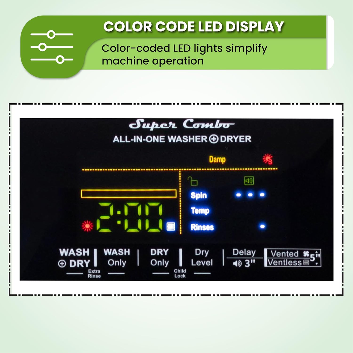 White 36" Electric Smart Combo Washer Dryer