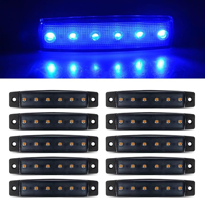 Barra de luz LED azul fumê FXC para marcador lateral de reboque 12 V – Kit com 10 unidades