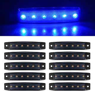 10pack 12V Smoked Blue LED Trailer Marker Lights 3.8" Side Marker Clearance Light Bar Front Rear Signal Indicator Light Strip Waterproof for Trailer Truck Van Pickup ATV UTV RV