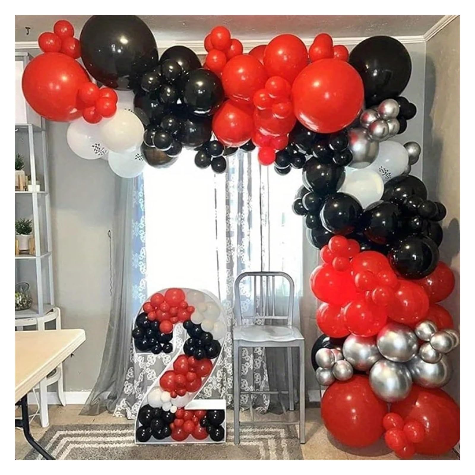 123-teiliges Schwarz-rotes Luftballon-Bogen-Set for Hochzeit, Party, Abschlussfeier, Valentinstag, Dekorationen Für Partys