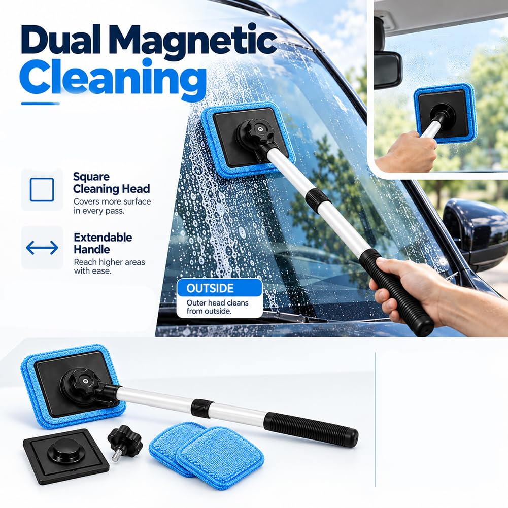 Kit de Nettoyage magnétique Double pour Pare-Brise de Voiture, sans Traces