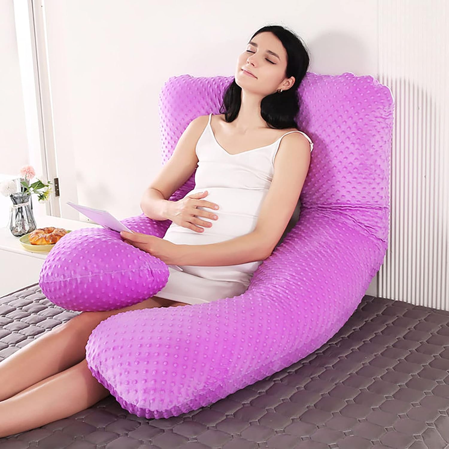 Maternity Pillow Multifunctional Crystal Velvet Pillow Pregnant Women Side Sleeping U -Shaped Pregnant Women Sleep Support Pillow