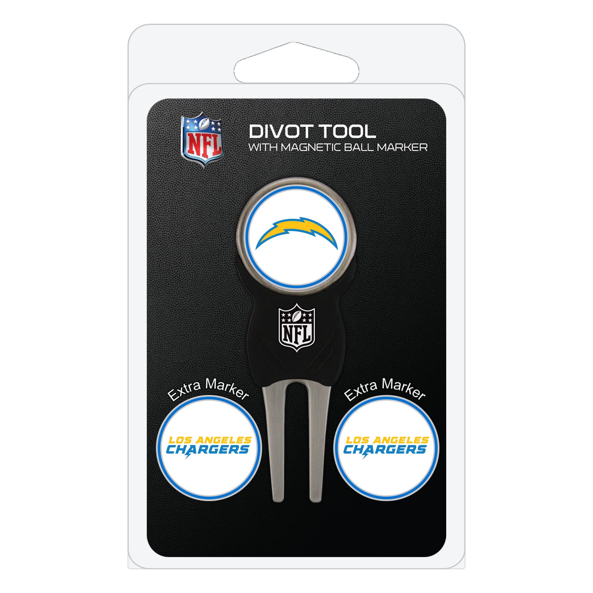 Team GolfNFL Divot Tool with 3 Golf Ball Markers Pack, Markers are Removable Magnetic Double-Sided Enamel