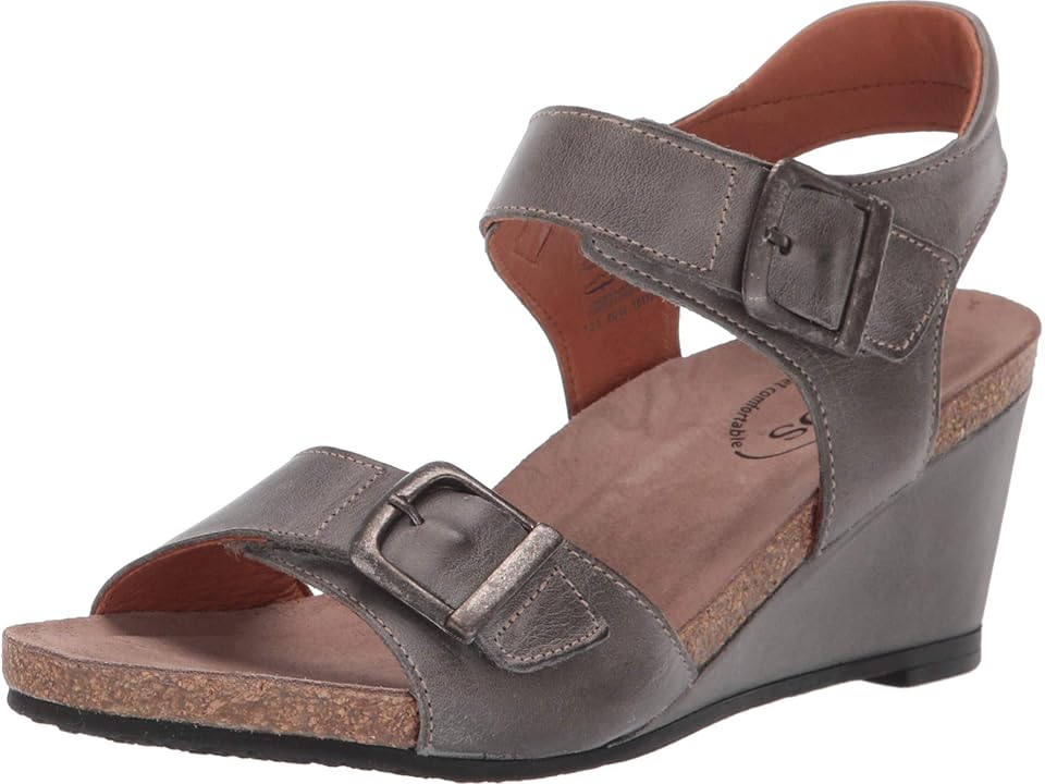 

Taos Footwear Buckle Up (Graphite) Women's Wedge Shoes, Gray