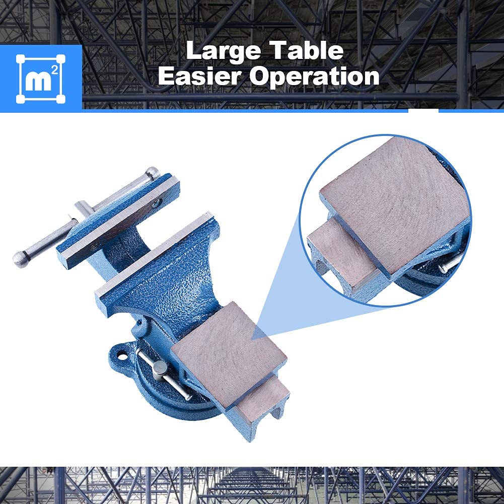 Werkbank mit Schraubstock Drehbar Robuster Schraubstock 100/127/152 mm, Hobelbank schraubstock mit zwei Verriegelungsbolzenlöchern, 360° drehbar (Spannweite 152mm Gewicht 12 Kg)