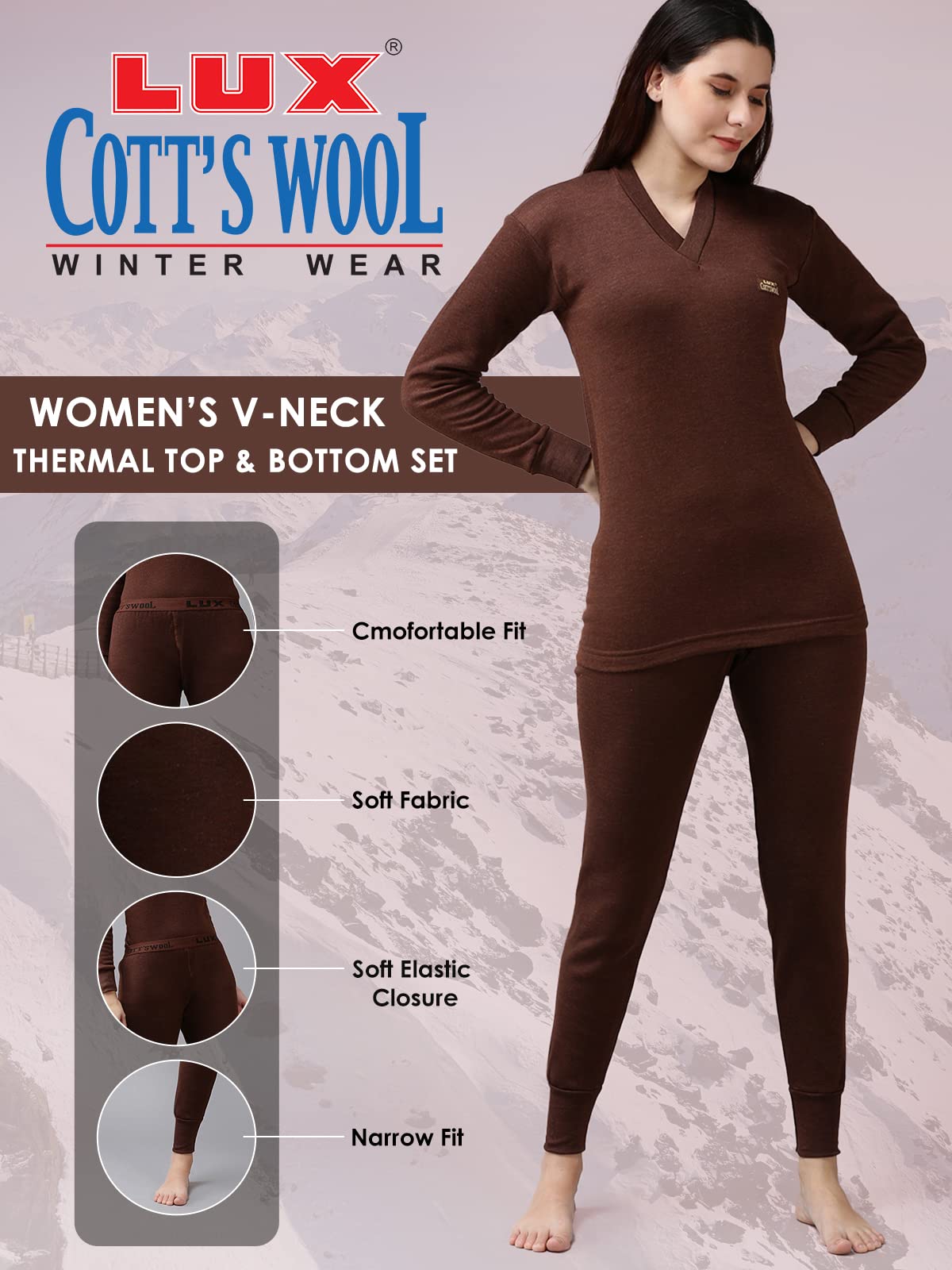 Lux Cottswool damskie spodnie termiczne