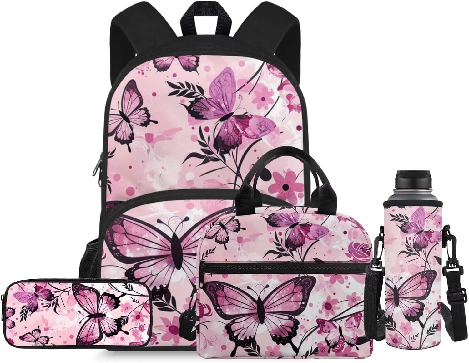 Flashideas Cute Sloth School Backpack Set 4Pcs Kids Backpack for Boys 6-8 with Lunch Box Pencil Case and Water Bottle Case Cover Toddler Bookbag Multifunctional Pencil Case Child Backpacks