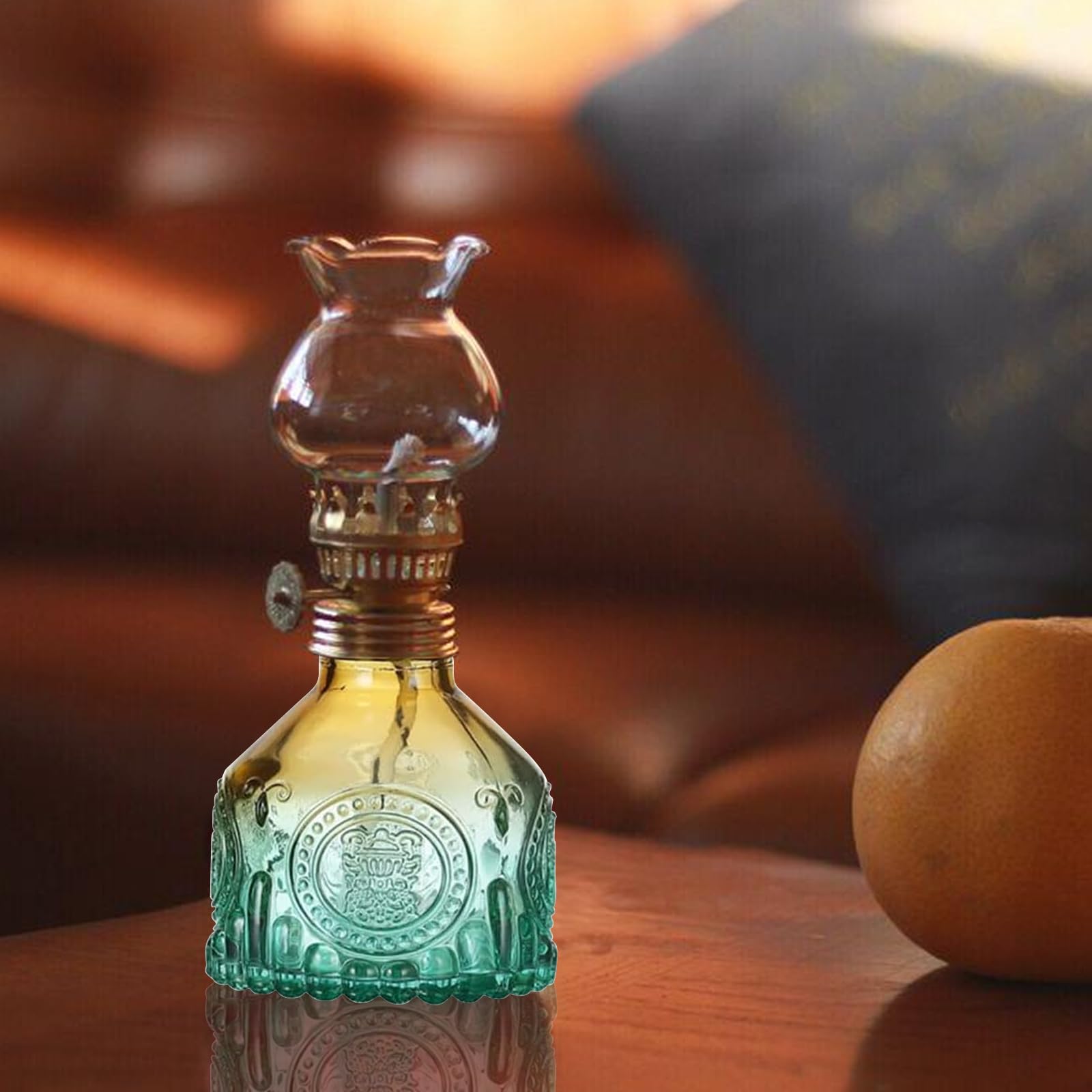 BORDEAG Lampada a petrolio per interni, 2 lampade a olio, luminosità regolabile, lanterna a petrolio, lampada a olio in vetro, per soggiorno, sala da pranzo, giardino (8 x 8 x 17 cm)
