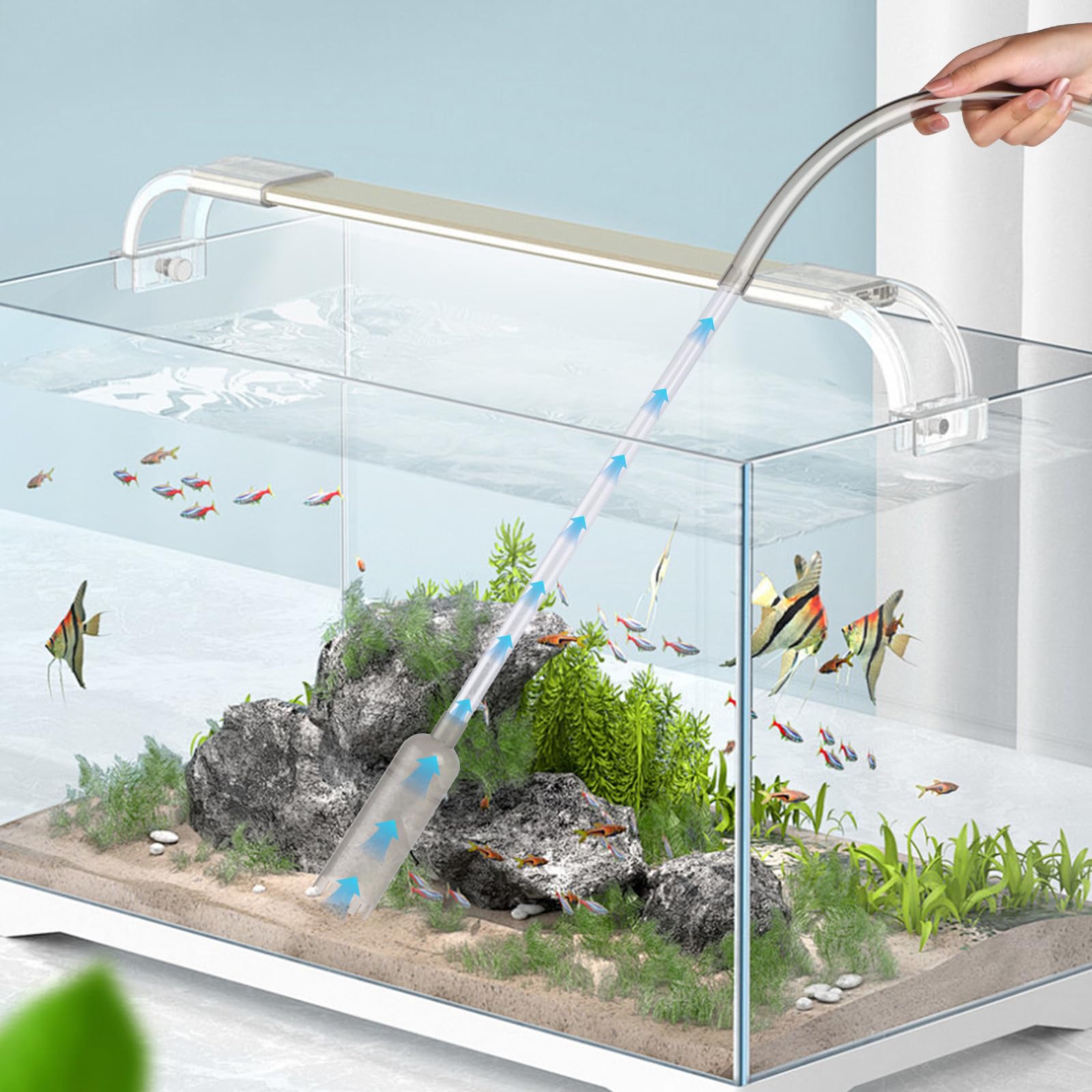 Kit Cambio Acqua E Pulizia Per Acquario, Pompa Sifone Manuale Con Tubi E Ugelli - Per Pulizia Ghiaia E Cambio Acqua Facile - 5