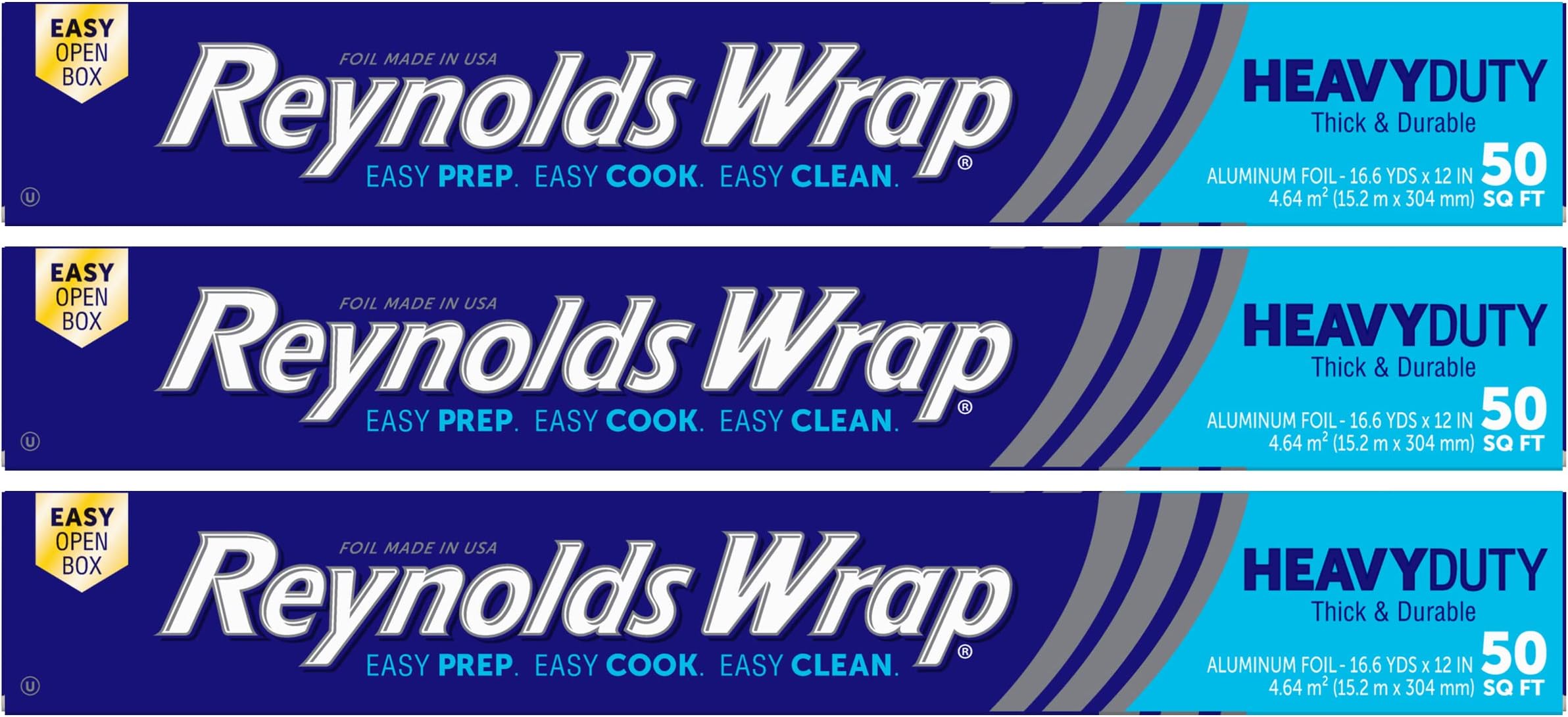 Reynolds Wrap - Heavy Duty Aluminum Foil - 50 Square Foot Roll - Pack of 3