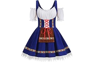 Womens Oktoberfest Costume, Velvet German Bavarian Dress for Halloween Carnival