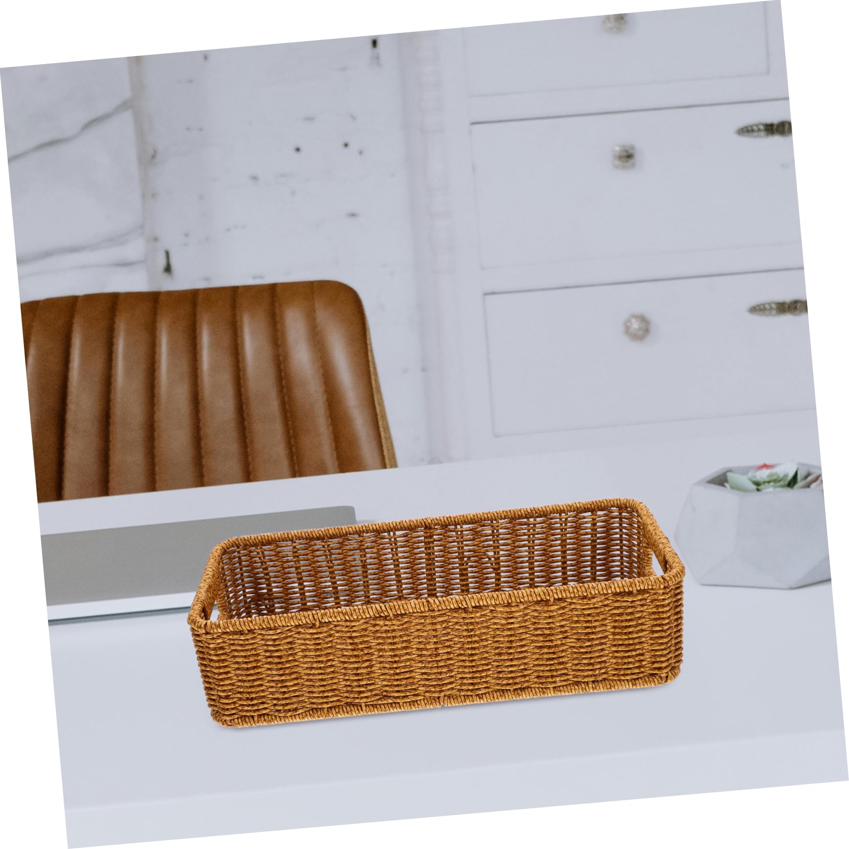 Ciieeo 4 Piezas Cesta De Cubiertos De Ratán Compartimento para Cuchara y Tenedor Cesta De Almacenamiento De Algas Marinas Canastas Nido Decorativas Frutero Ovalado Khaki Ratán De Plástico