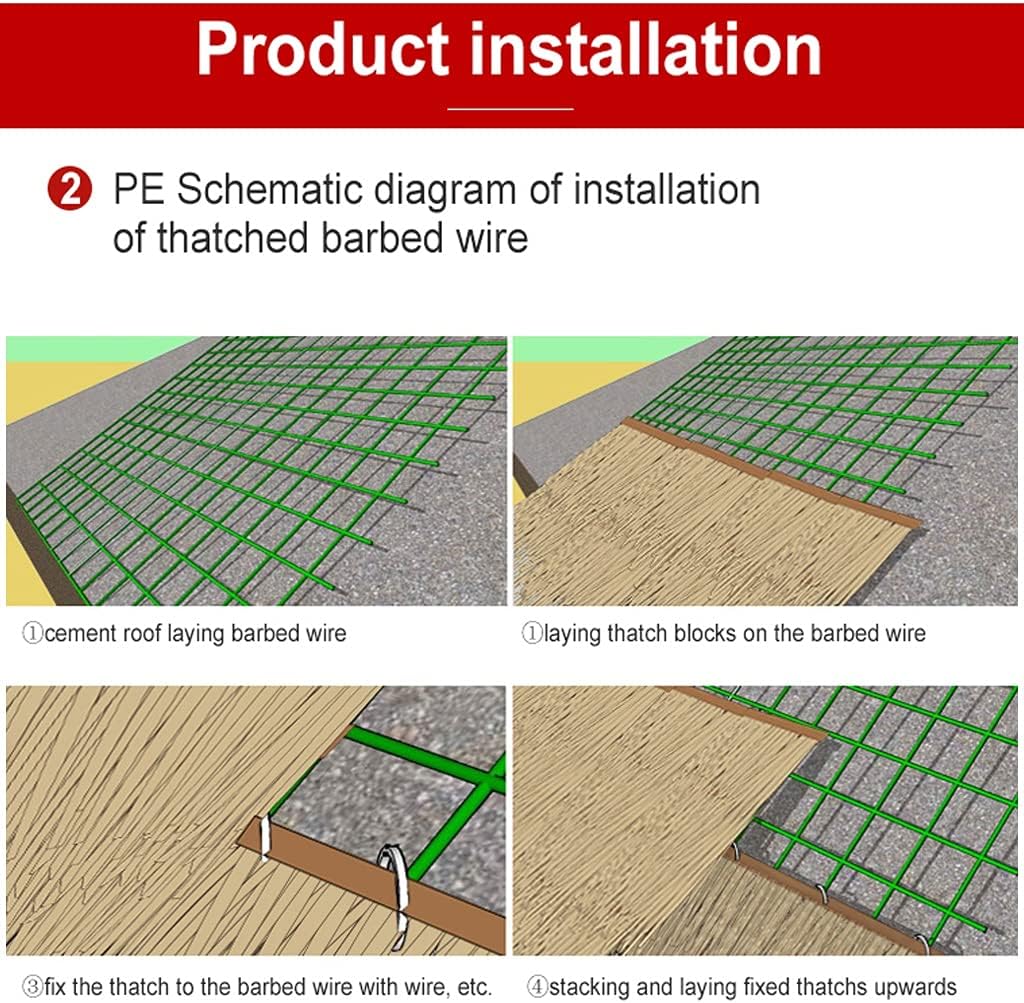 Simulation Thatch Tile Palm Thatch Roll Fake Thatch Straw Thatched Thatch Roofing Wooden House Pavilion Decoration Palm Thatch Roll(Yellow a,6pcs)