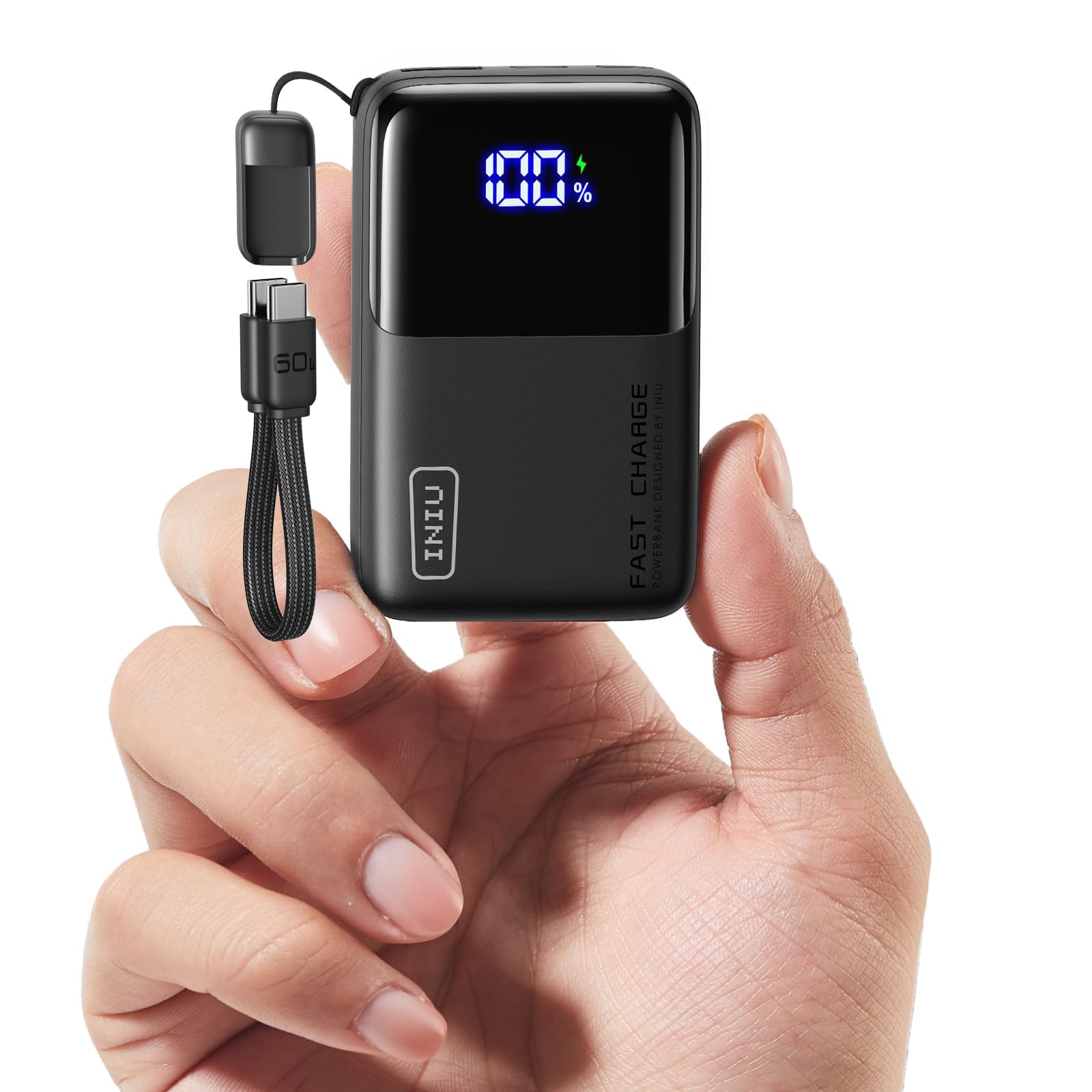 INIU Power Bank, Smallest Portable Charger 10000mAh, 45W PD Fast Charging Battery Pack with USB C Cable, Flight-Safe Travel Mini Powerbank for iPhone 17 16 15 14 Pro Max, Samsung S25, Xiaomi, iPad etc