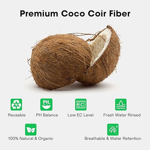 Miniatura 2 de VIVOSUN Ladrillo de coco de coco, 1.4 libras, 100% fibra de coco comprimida orgánica natural con baja EC, equilibrio de pH y alta nutrición,