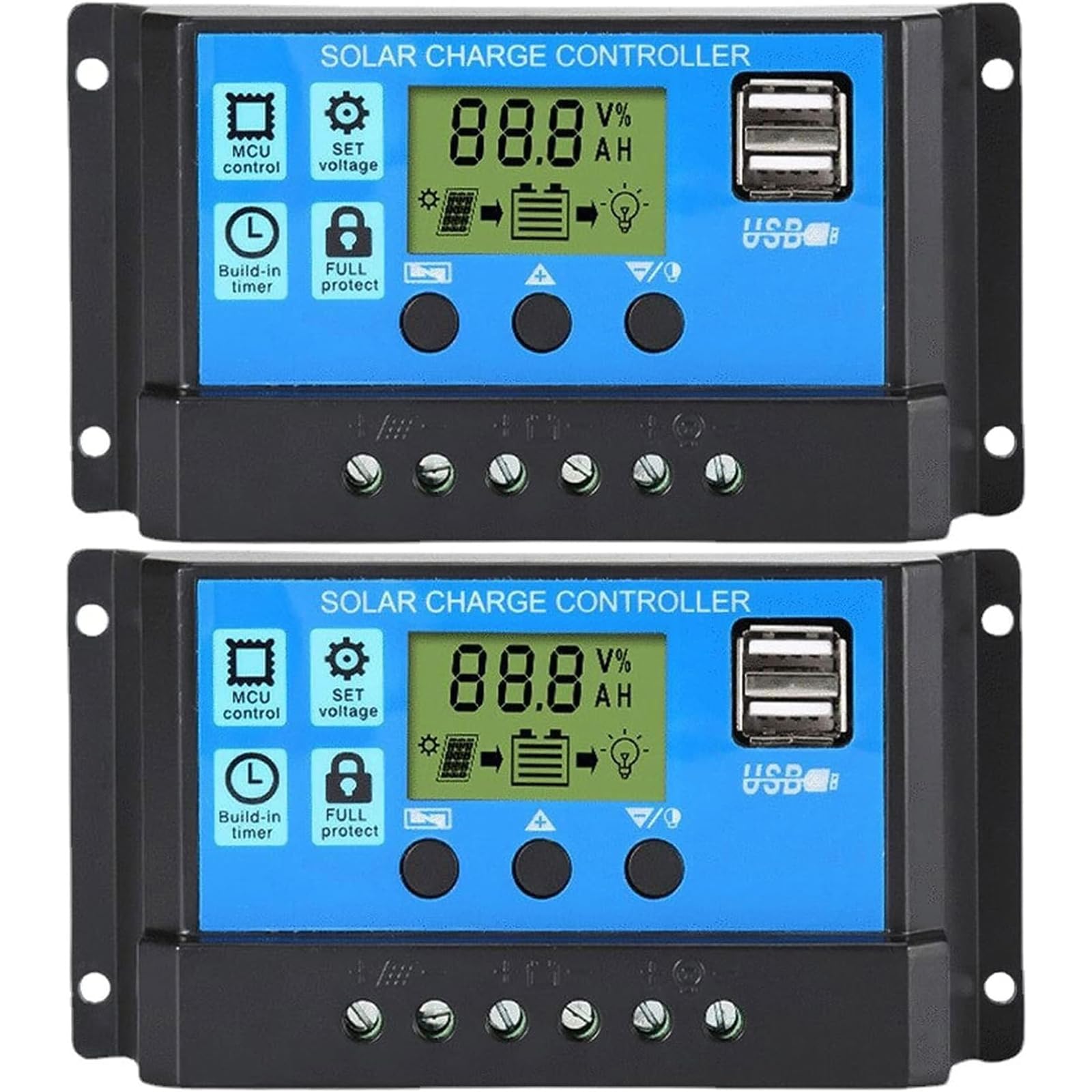 GERUI 30A 12V/24V Solar Laderegler Solar Ladegerät Controller Solar Panel Batterie Intelligente Regler mit USB Port Display mit 5V Dual USB Port LCD Anzeige für Blei Säure Batterien