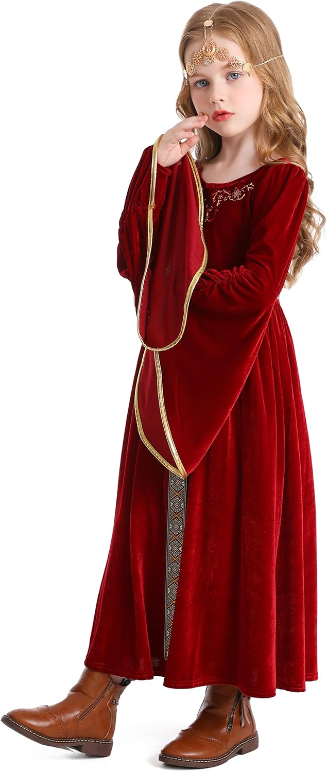 Renaissance Dress for Girls Medieval Princess Girls Costume Halloween Cosplay Renaissance Faire Outfit For Kids - Image 4