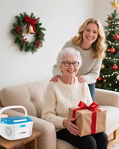 Miniatura 2 de Gelielim Combo de reproductor de CD y casete portátil - Reproductor de cinta de casete Boombox con radio AM FM, reproductor de CD Boom Box para el