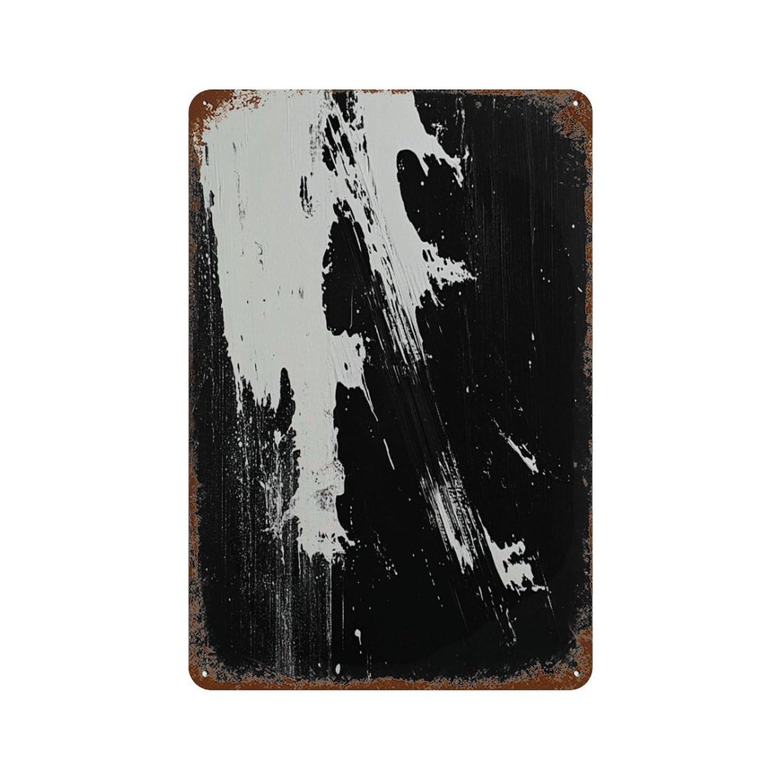 xiaoxiaoshen Abstract Black & White – Bold Brushstroke Minimalist Modern Grunge Ink Splas Wall Decor Art Metal Tin Poster Modern Home Decor Art Home Bar Shop Decorations Vintage Sign 30x20cm