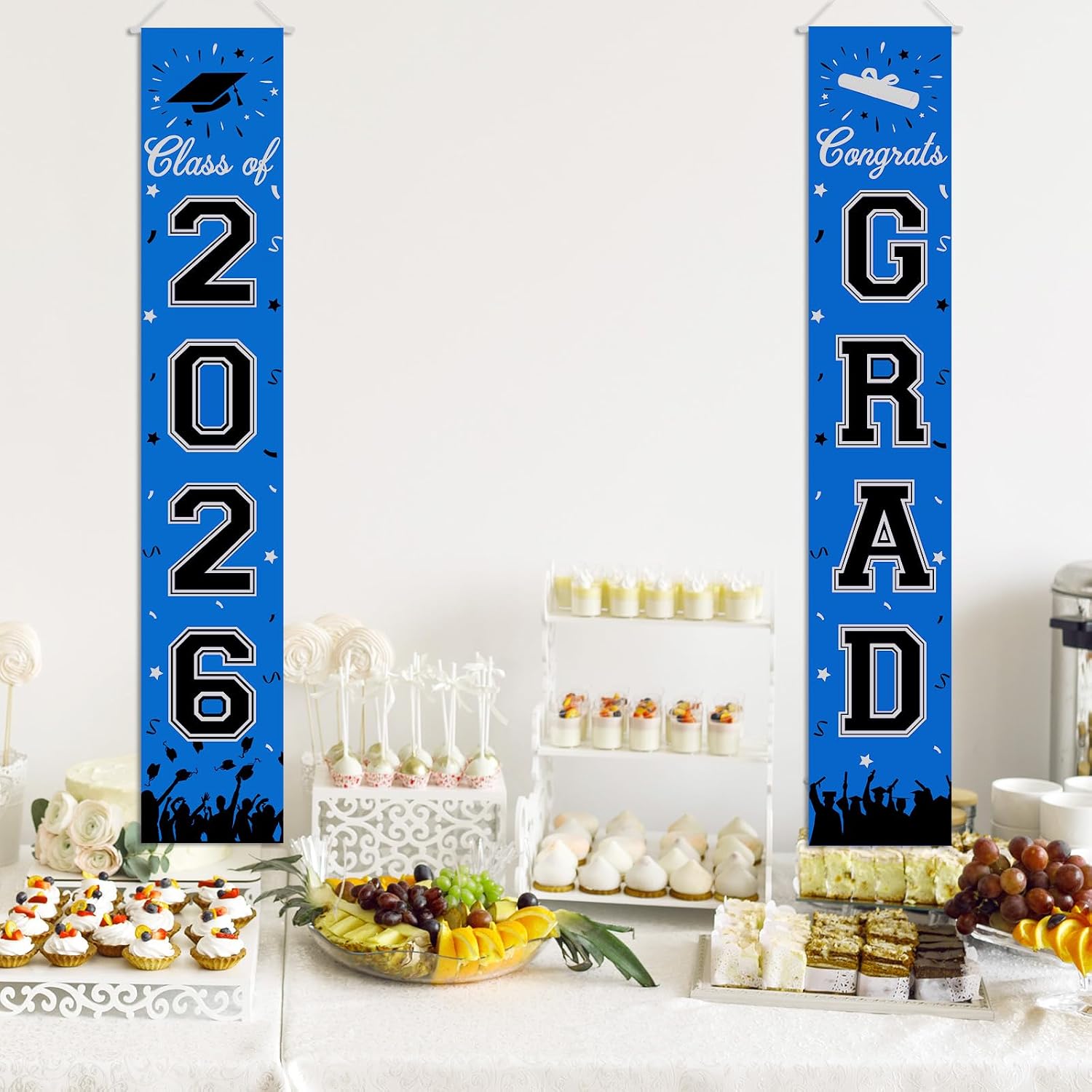 2026 Graduation Decorations, Graduation Banner Class of 2026, Hanging Congratulations/Congrats Grad Banner for Door and Porch, Party Decor - Blue