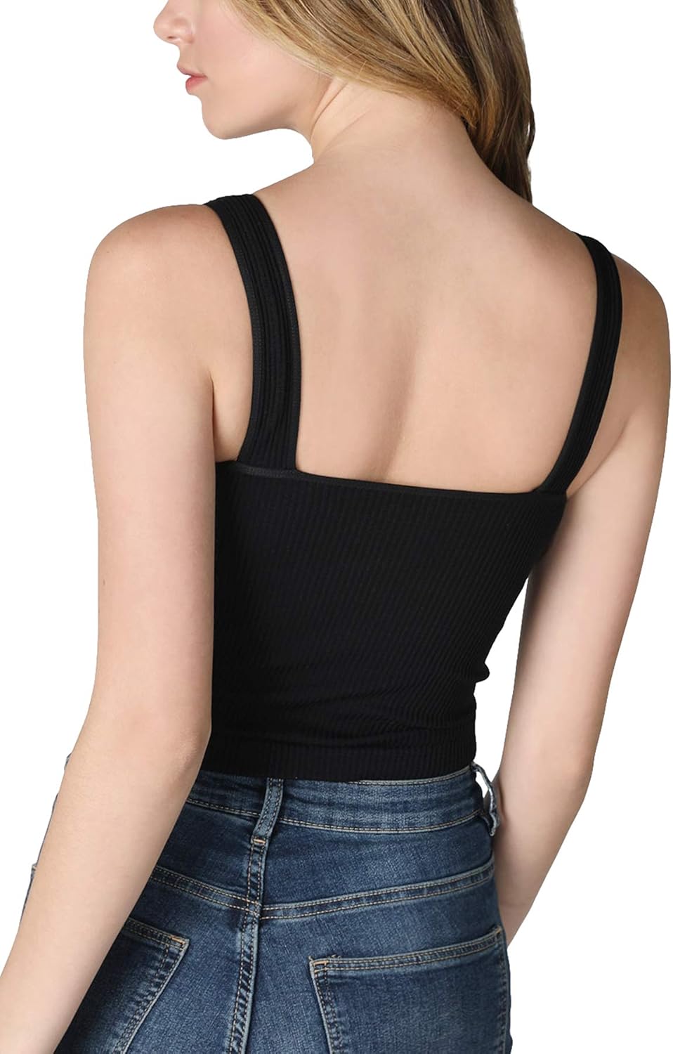 NIKIBIKI Women Seamless V-Neck Ribbed Crop Top, Made in U.S.A, One Size - Image 3