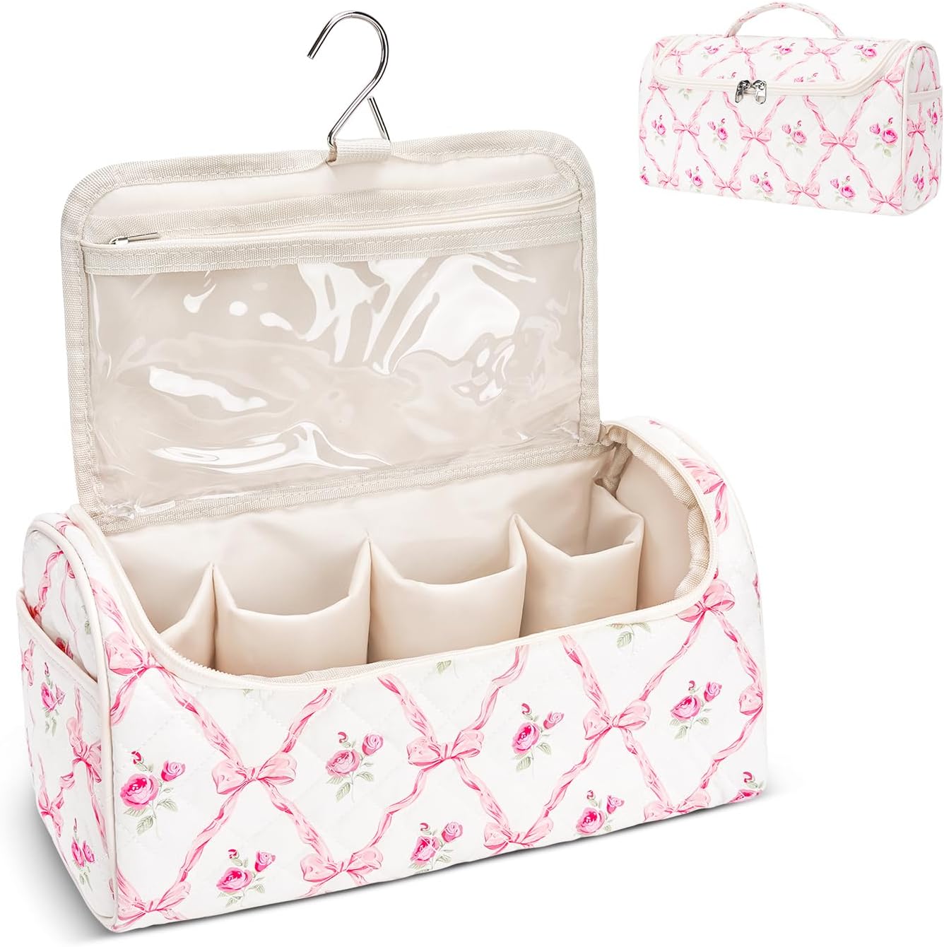 Quilted Hair Tools Travel Bag, Cute Portable Organizer Case with Hanging Hook, Compatible with Dyson Airwrap Styler,Hair Curler Accessories