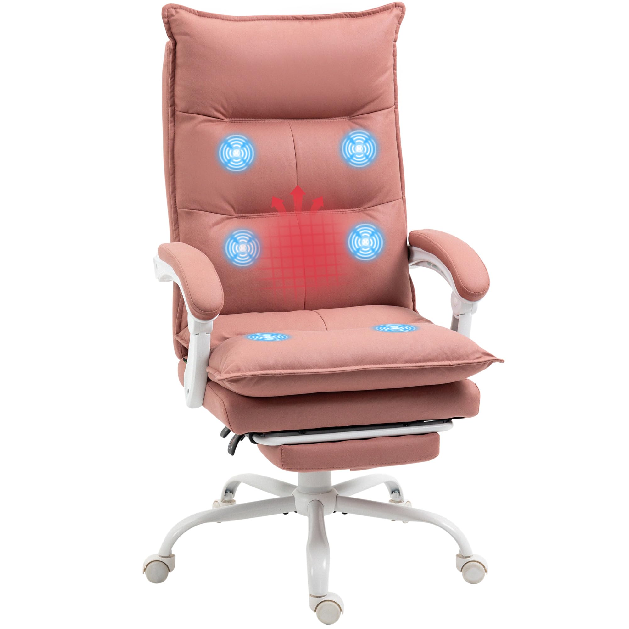 Amazon.com: Executive Massage Office Chair with 6 Vibration Points,  Microfiber Computer Desk Chair, Heated Reclining Chair with Footrest,  Armrest, Double Padding, Pink : Home & Kitchen