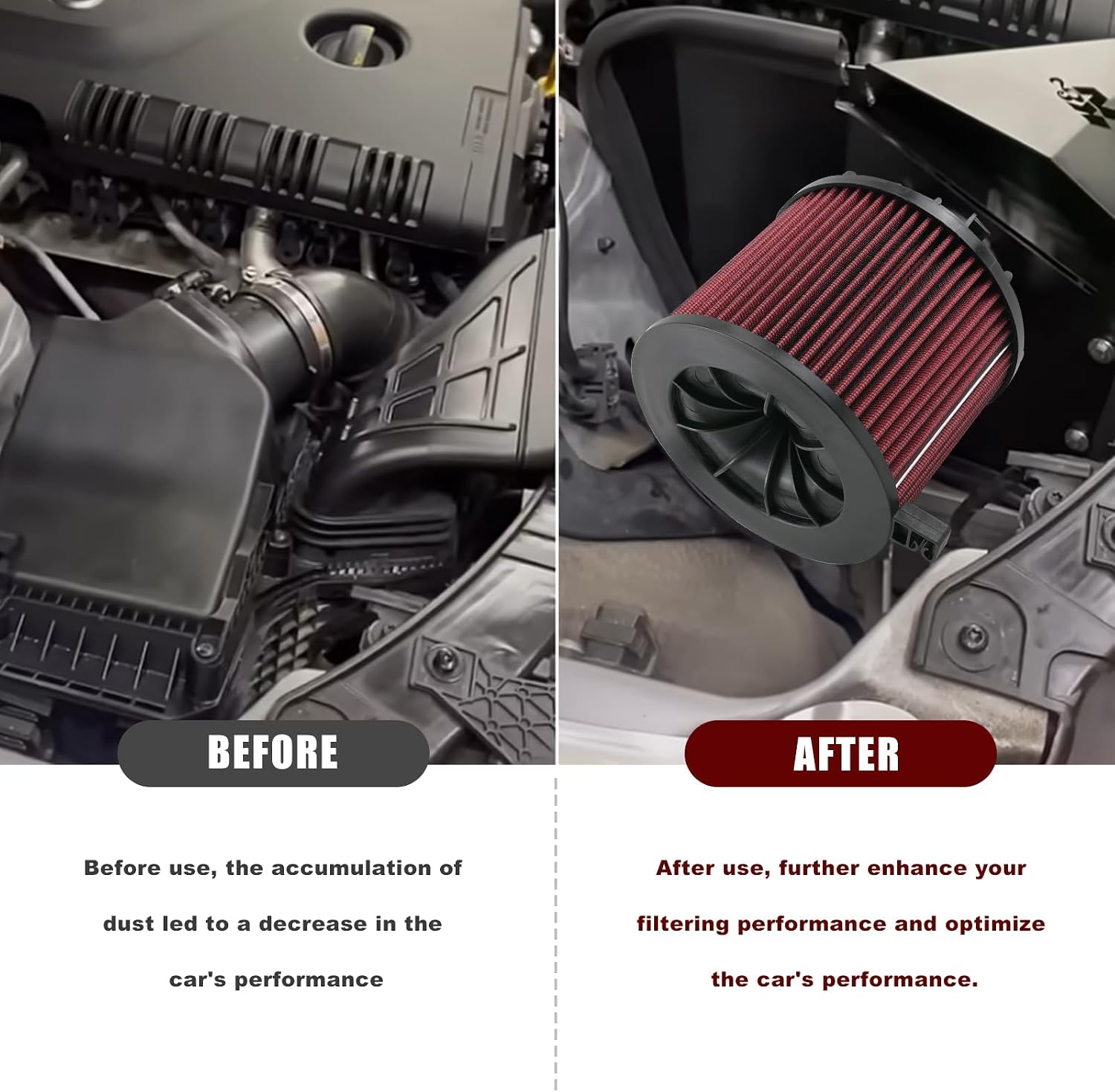 RYANSTAR RACING High-Performance Engine Air Filter Reusable & Washable Boosts Acceleration & Power Compatible with Audi A4 A5 Q5 RS5 S5 and More 2015-2018# E-0646